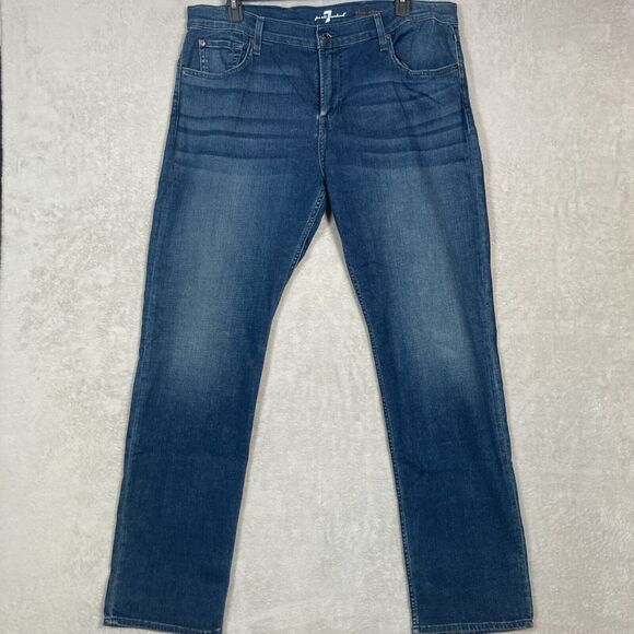7 For‎ All Mankind The Straight Jeans Men 40 Blue Denim Classic Stretch - Picture 1 of 6